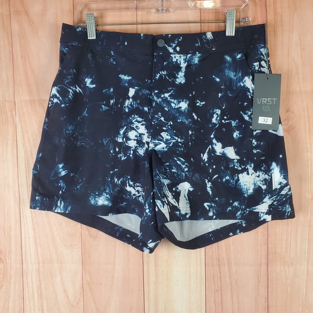 VRST 5" Resort Shorts Mens Medium Blue Tie Dye Built In Brief Beach Swimwear